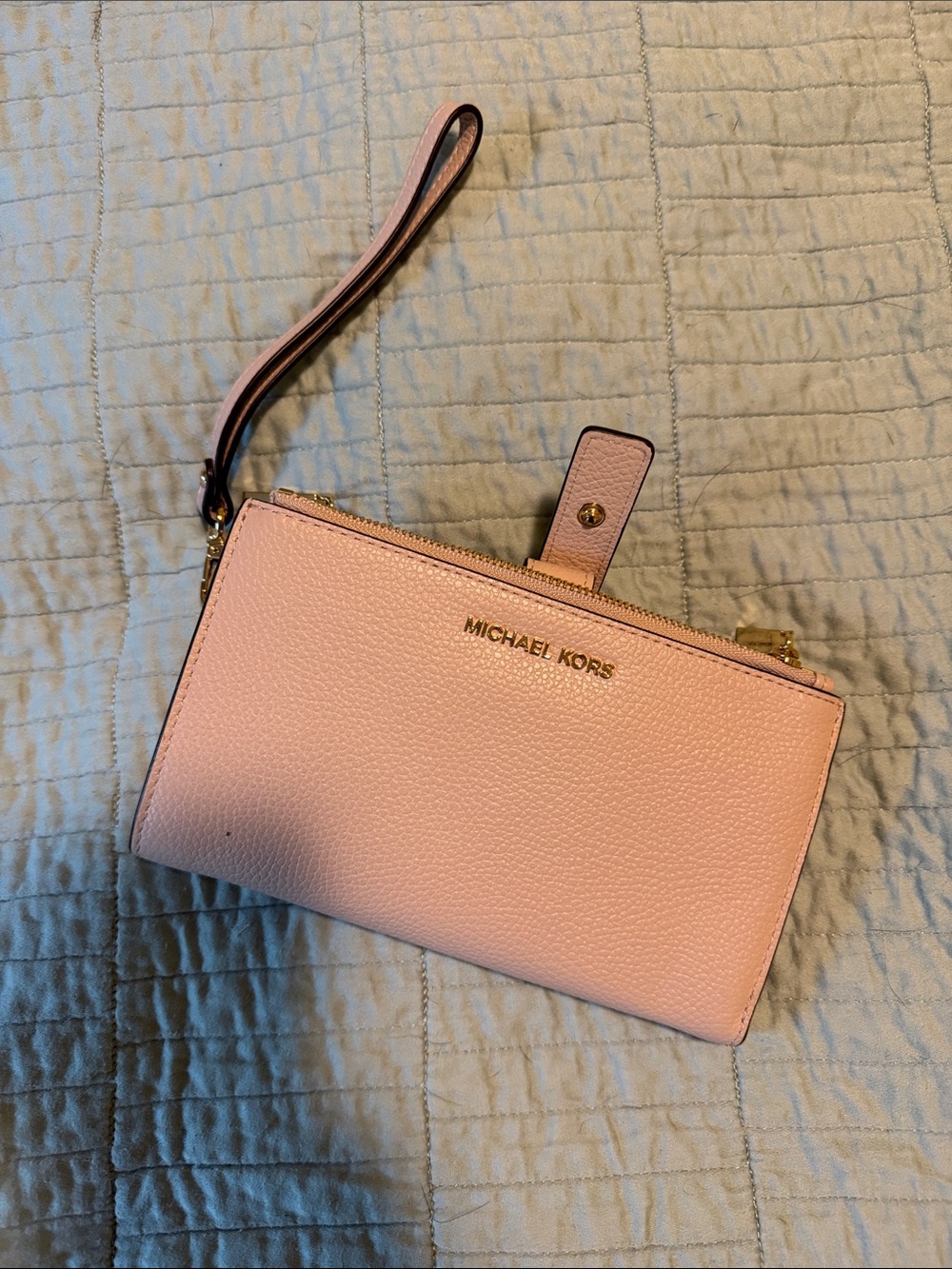 Michael Kors Blush Pink Pebbled Leather Wristlet Wallet